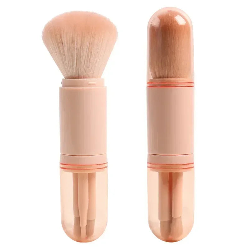 RUZOFO 4PCS 4-in-1 Telescopic Travel Makeup Brush Set – Compact & Portable