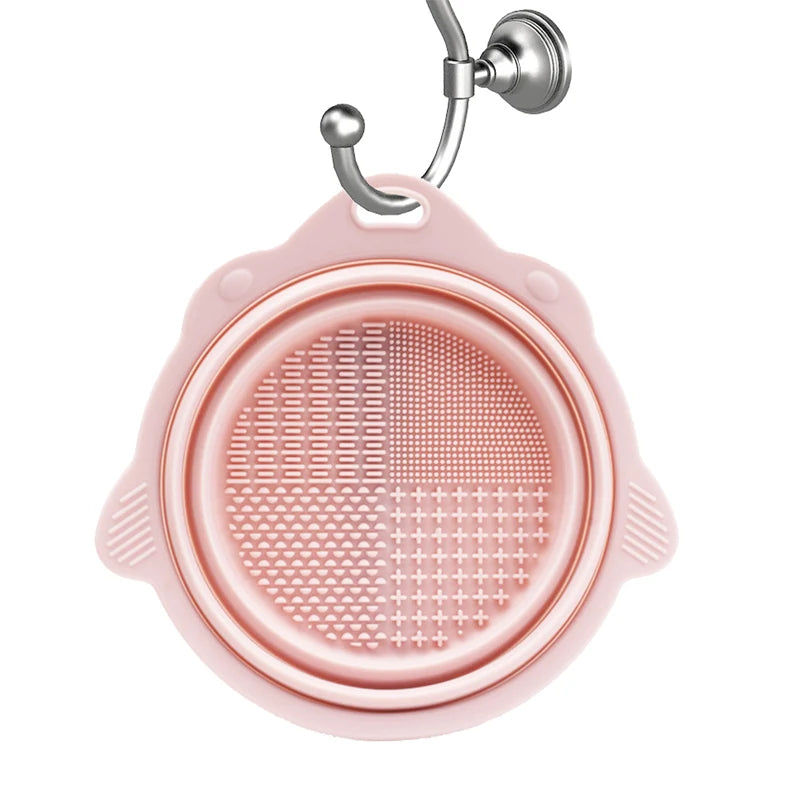 SALON FASHION Makeup Brush Cleaner Set – Silicone Cleaning Bowl & Brush Holder