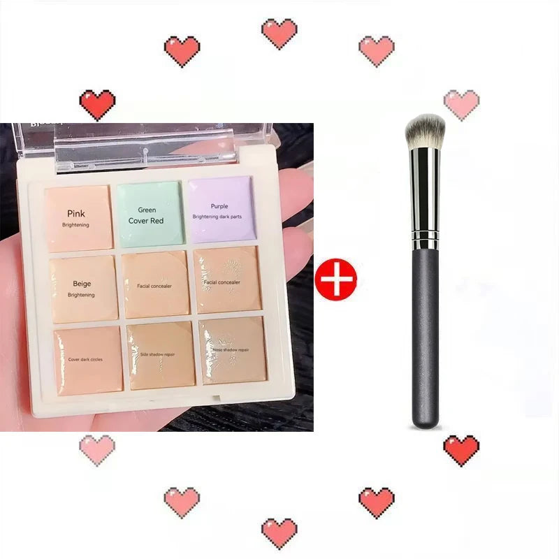 LuxuryGlow 9-Color Waterproof Concealer Palette – Full Coverage for Spots, Dark Circles & Color Correction