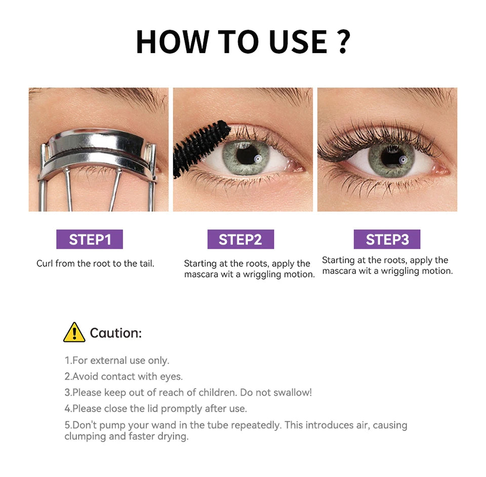 ibcccndc 5D Waterproof Fiber Mascara – Lengthening, Volumizing & Curling