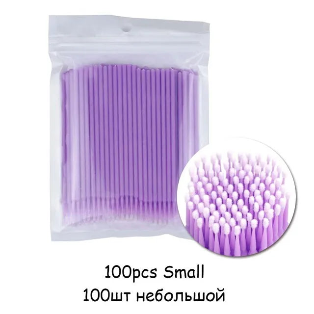 AILYRISS 100PCS Disposable Micro Eyelash Brushes – Precision Applicators for Lash Extensions & Removal