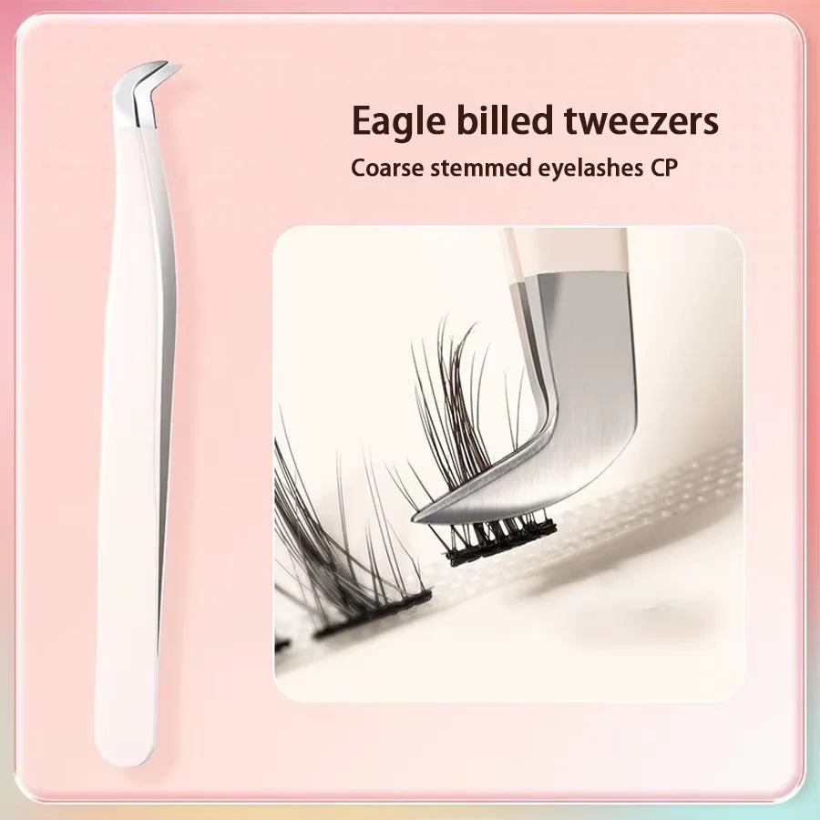 LuxuryGlow Stainless Steel Curved Tip Eyelash Tweezers – Precision Lash & Brow Tool