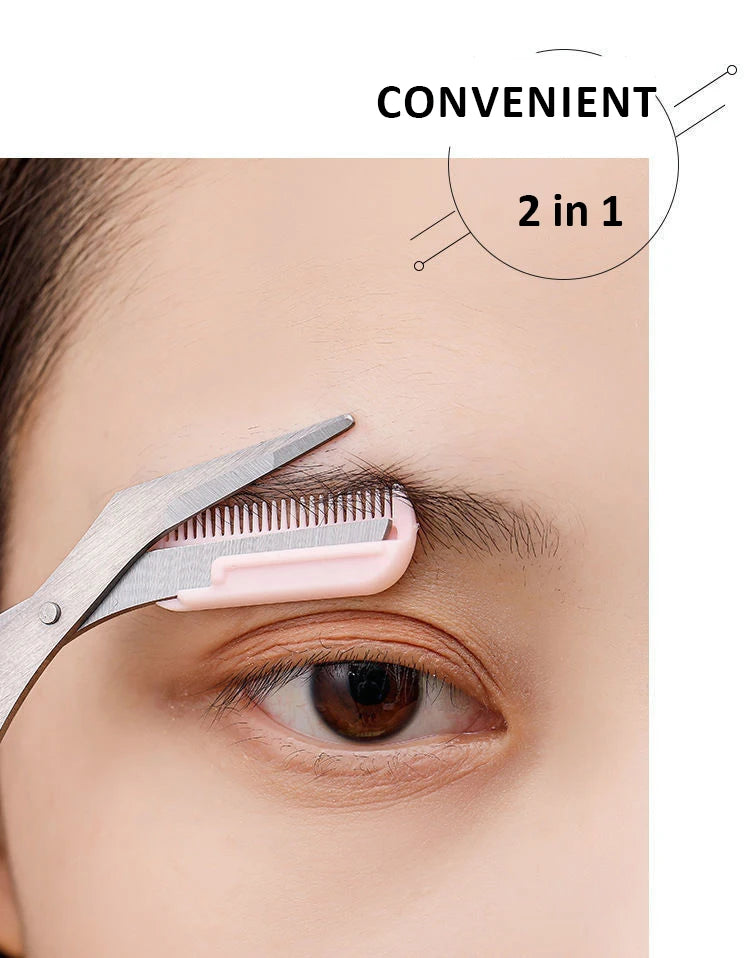 Set de cuchilla profesional para cejas y afeitadora facial LuxuryGlow para mujer: incluye peine y tijeras para cejas (acero inoxidable)
