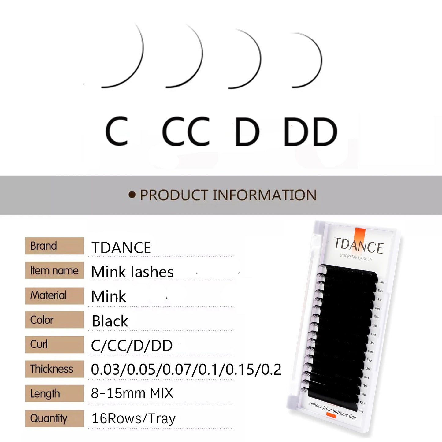 TDANCE Classic Individual Eyelash Extensions – 16 Rows Soft Faux Mink Lashes for Russian Volume C90