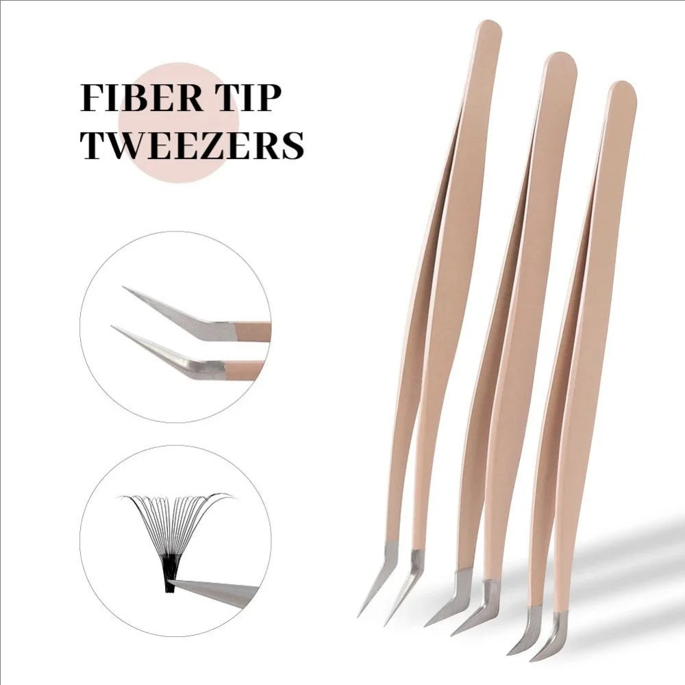 LuxuryGlow MJ Stainless Steel Eyelash Extension Tweezers – Precision 3D Lash Tool