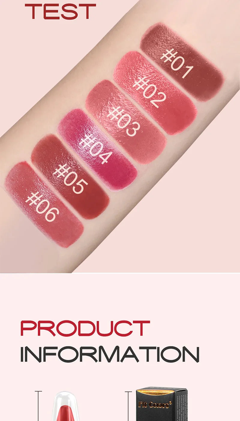 Set de lápices labiales LuxuryGLOW Fit Colors Velvet: 6 tonos, resistentes al agua e hidratantes