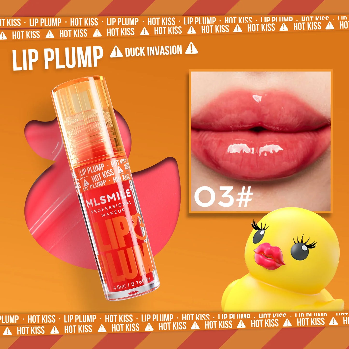 MLSMILE Aceite hidratante para labios con efecto voluminizador de pato: brillo hidratante de larga duración