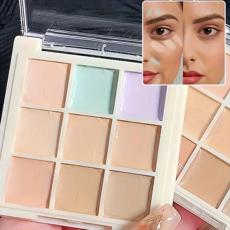LuxuryGlow 9-Color Waterproof Concealer Palette – Full Coverage for Spots, Dark Circles & Color Correction