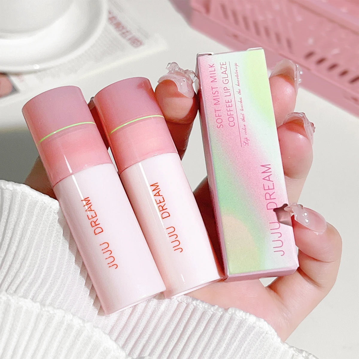 JUJU DREAM 6-Color Matte Lip Glaze Set – Long-Lasting, Velvet Non-Stick, Nude Finish