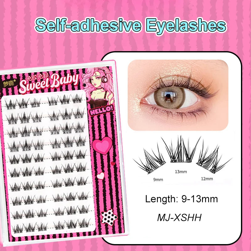 LuxuryGlow Self-Adhesive Eyelash Clusters – No-Glue, Reusable, Natural Look Lashes
