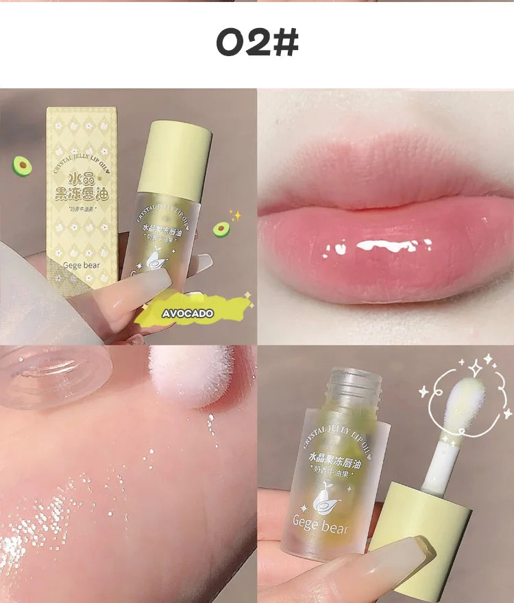 Aceite labial Crystal Jelly de Gege Bear: brillo hidratante de frutas para labios suaves y nutridos.