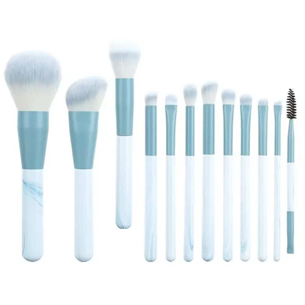 LuxuryGlow - Juego de 13 brochas de maquillaje con estuche: para base, sombras de ojos y rubor