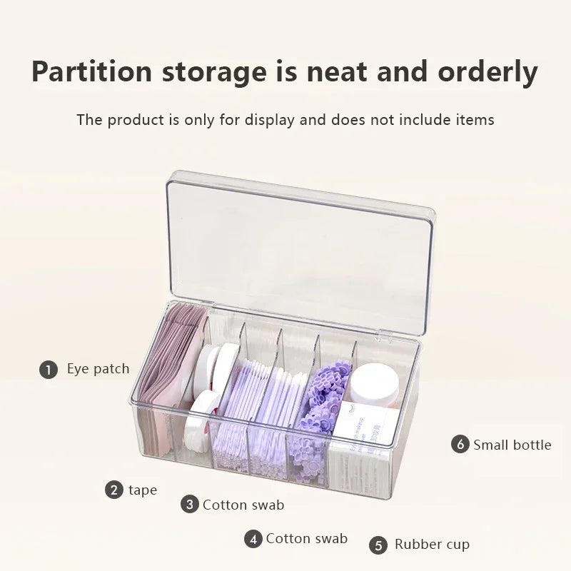 LuxuryGlow Acrylic Eyelash Extension Tool Organizer with Cover – Lash Glue & Tweezer Storage Box