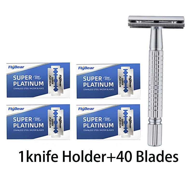LuxuryGlow Stainless Steel Double-Blade Safety Razor – Manual Shaving Razor for Men