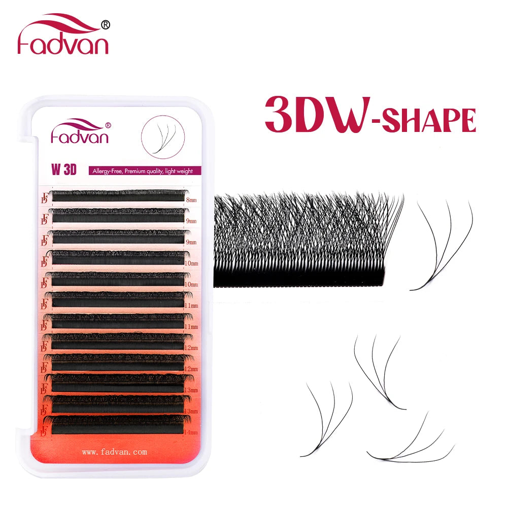 FADVAN W-Shape Volume Lash Extensions – 3D to 8D Premade Fans, Faux Mink