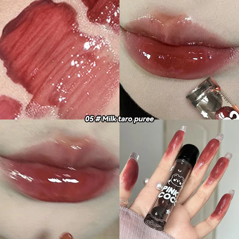PINKCOCO Mirror Lip Glaze: brillo nude de larga duración con brillo iluminador