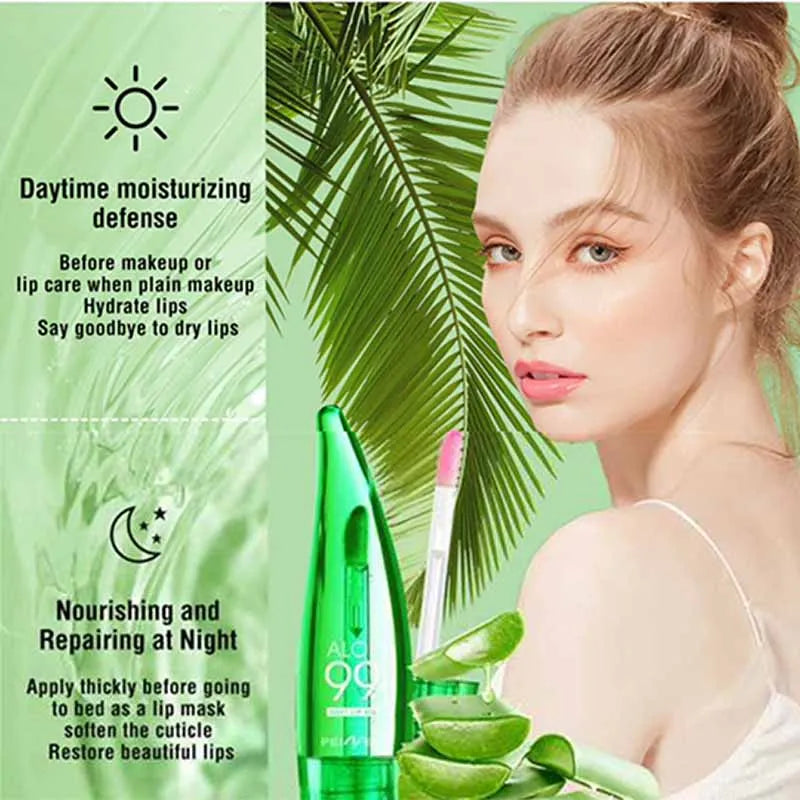 Bálsamo labial LuxuryGlow con 99 % de aloe vera que cambia de color: hidratante y nutritivo.
