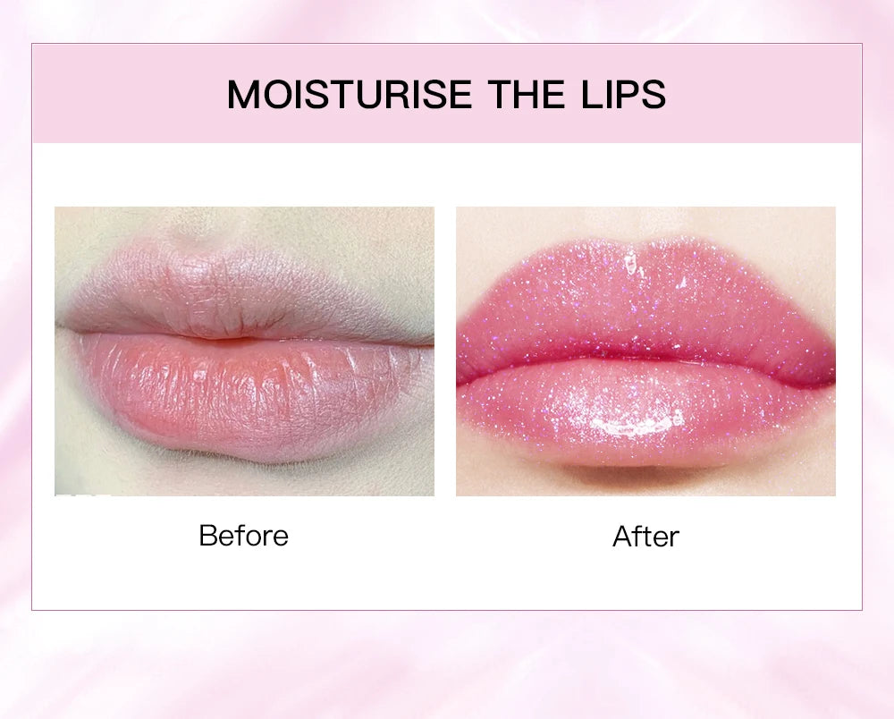 Lápiz labial con brillo que cambia de color QIBEST: bálsamo labial hidratante de gelatina cristalina con brillo y efecto voluminizador.