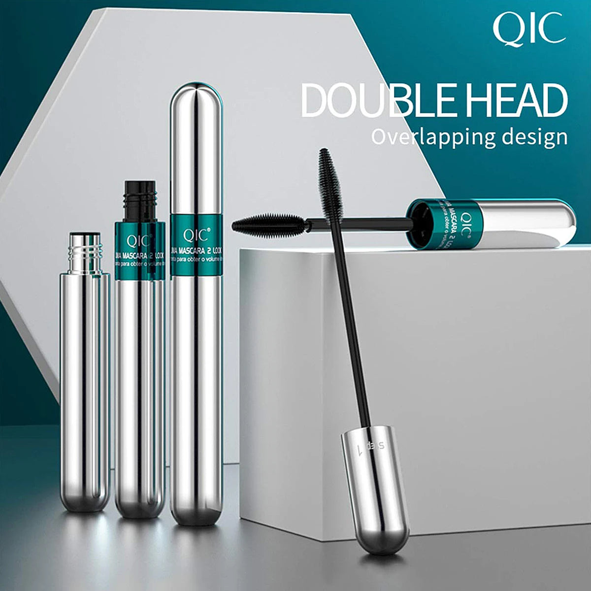 QIC 2-in-1 Waterproof Silk Fiber Mascara for Eyelash Extension – Lengthening & Volumizing