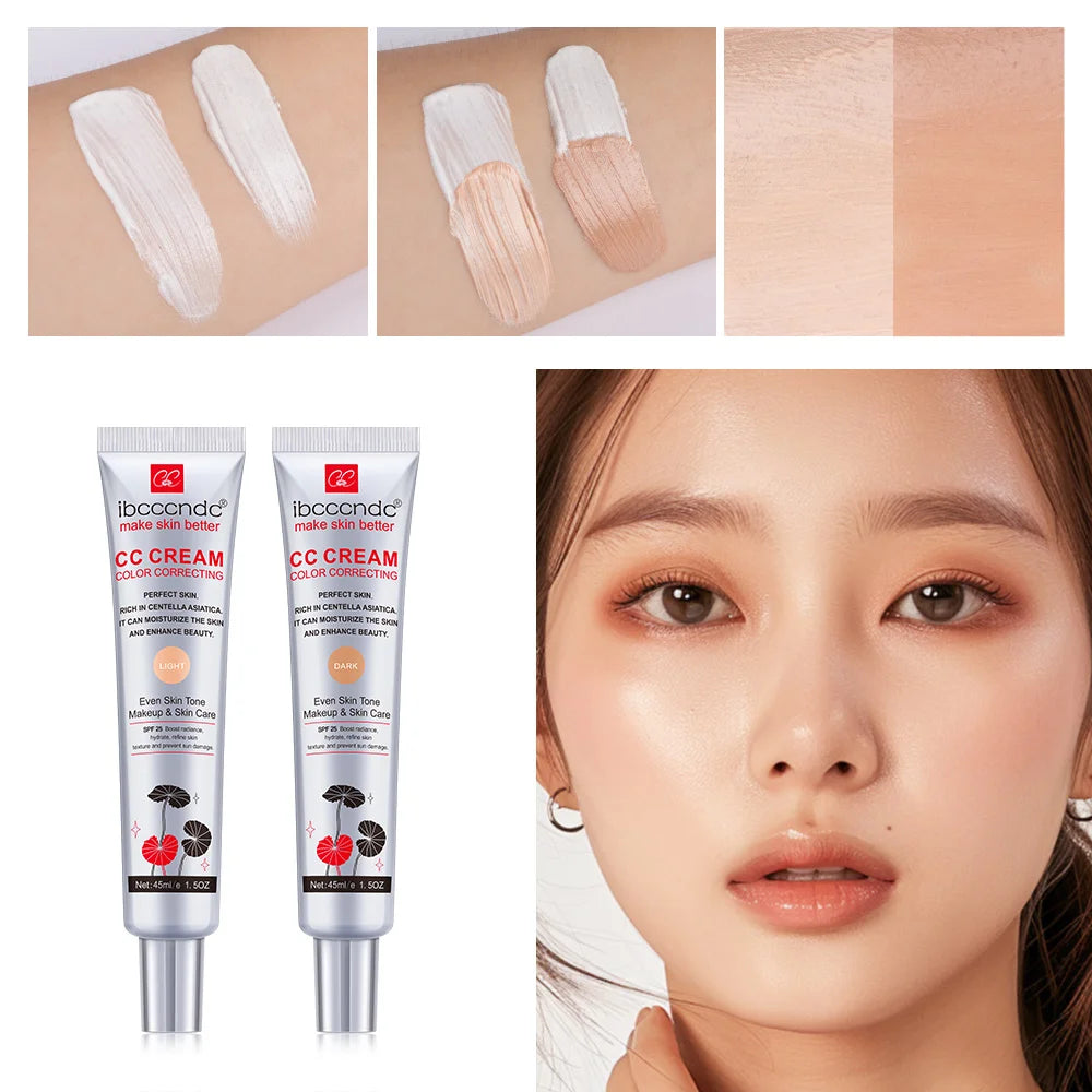 Crema CC correctora de color ibcccndc – Base de maquillaje reparadora y blanqueadora Centella de 45 ml