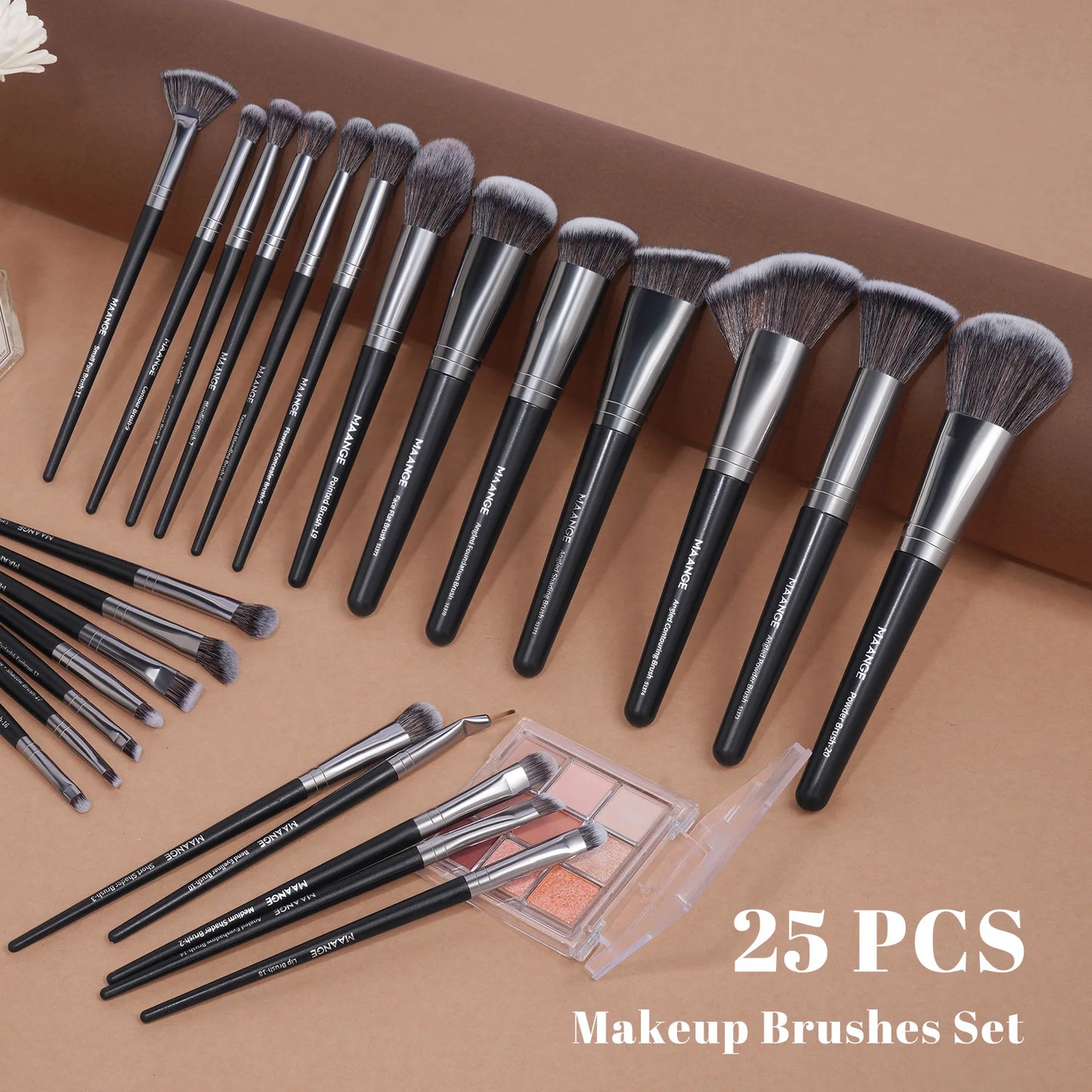 MAANGE - Juego de 25 brochas de maquillaje profesional para rostro y ojos en caja de regalo