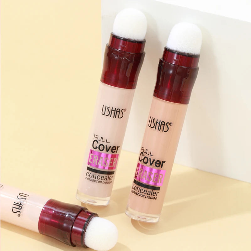 USHAS 12-Color Liquid Concealer with Rotating Sponge – Lightweight, Long-Lasting & Moisturizing Foundation