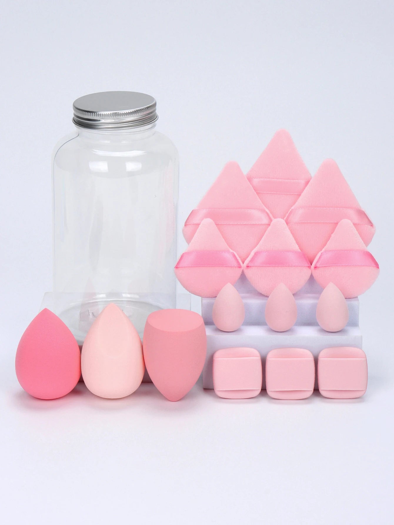 LuxuryGlow All-in-One Makeup Puff Set – 15 Pcs Assorted Beauty Blenders & Powder Puffs
