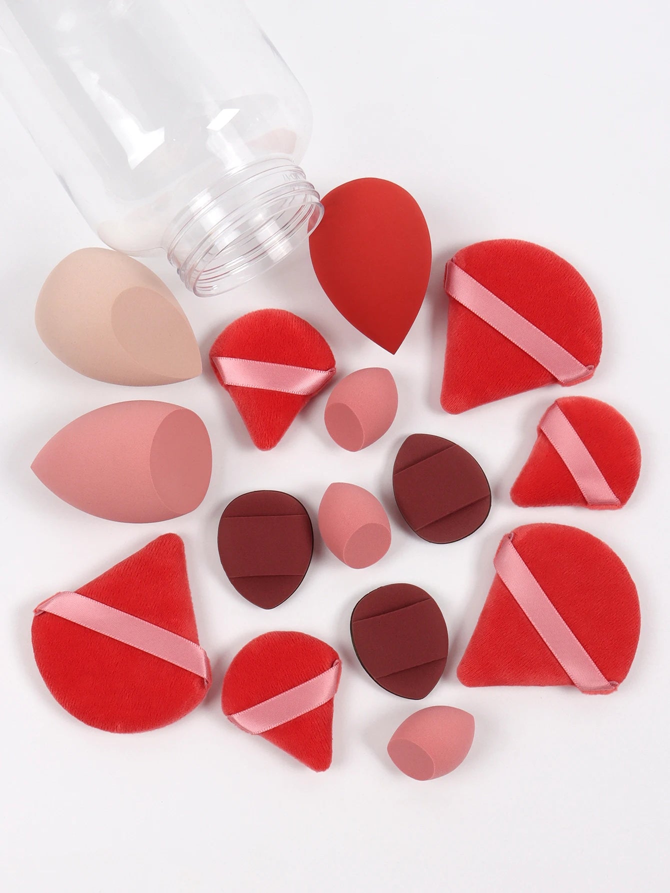 LuxuryGlow All-in-One Makeup Puff Set – 15 Pcs Assorted Beauty Blenders & Powder Puffs