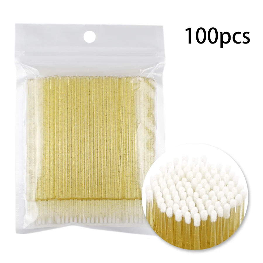 AILYRISS 100PCS Disposable Micro Eyelash Brushes – Precision Applicators for Lash Extensions & Removal