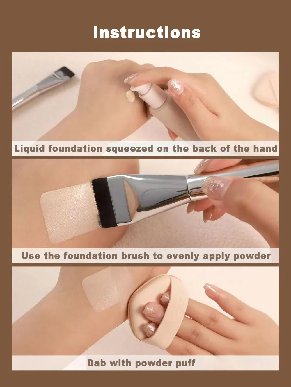 مجموعة فرشاة وملاعق مكياج من الفولاذ المقاوم للصدأ من LuxuryGlow - أداة خلط كريم الأساس والكريم