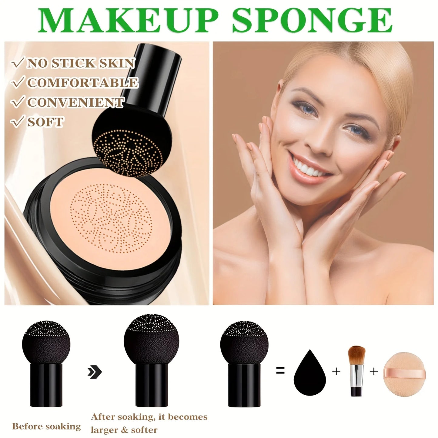 كريم أساس فاخر بتركيبة رأس الفطر من LuxuryGlow - مرطب، مقاوم للماء، ويدوم طويلًا