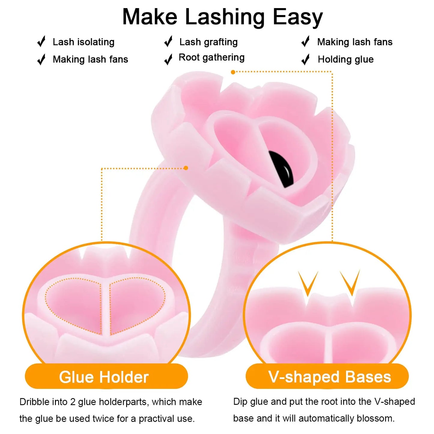 FOEONCO 100PCS Disposable Heart-Shaped Glue Rings – Eyelash & Tattoo Pigment Cups