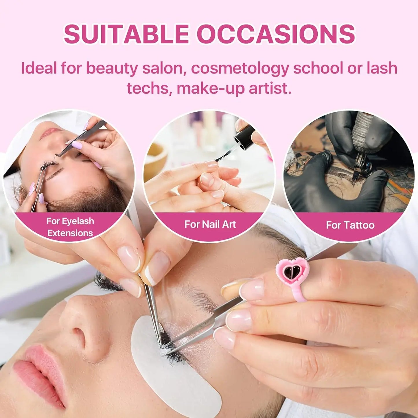 FOEONCO 100PCS Disposable Heart-Shaped Glue Rings – Eyelash & Tattoo Pigment Cups