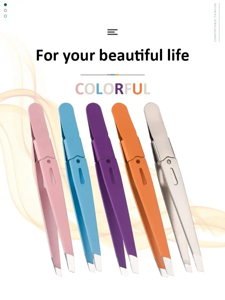LuxuryGlow Stainless Steel Eyebrow Tweezer | Precision Slanted Tip Hair Remover Tool