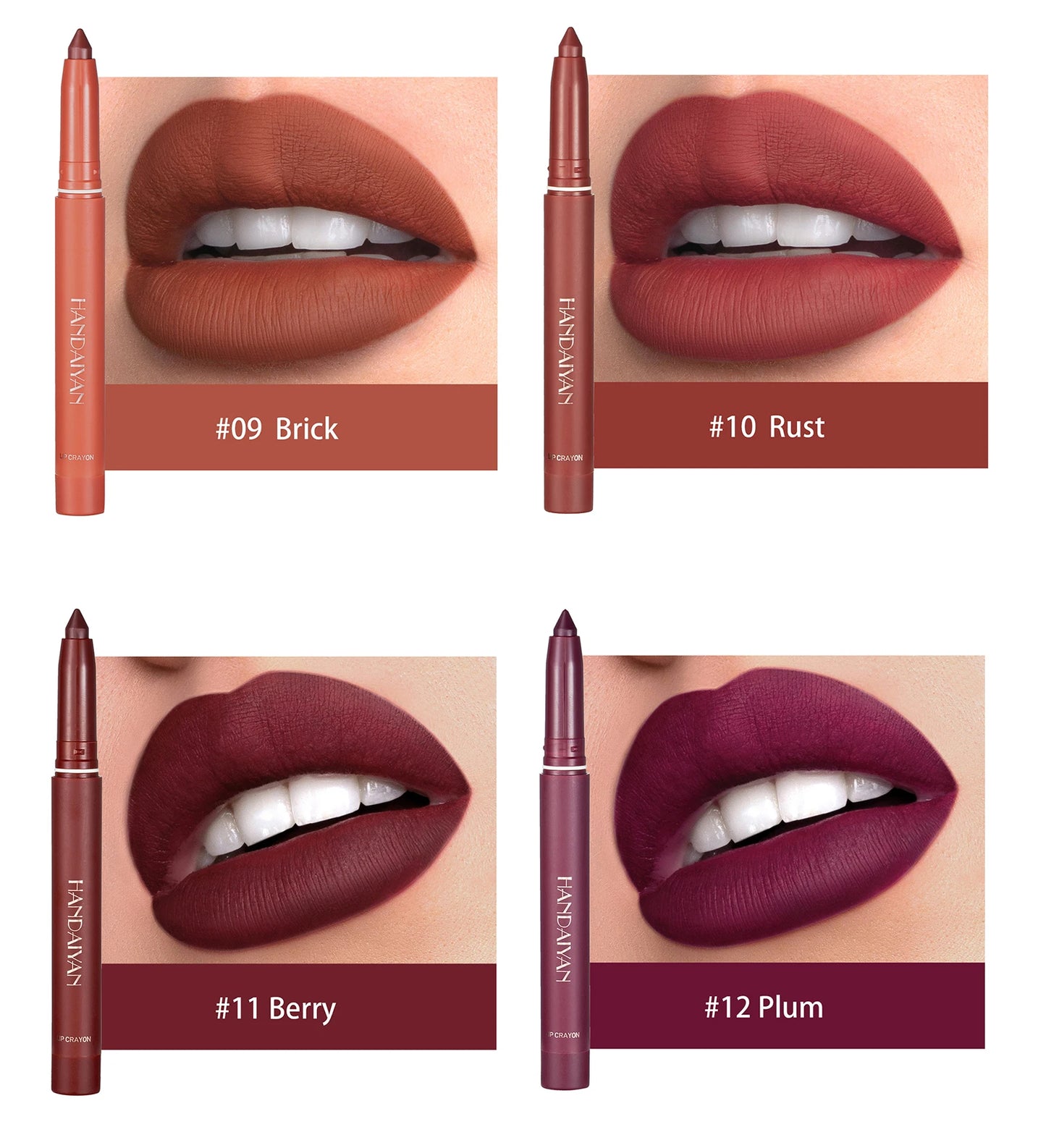 HANDAIYAN Matte Lipstick Pen with Built-In Sharpener – Fadeless & Non-Staining