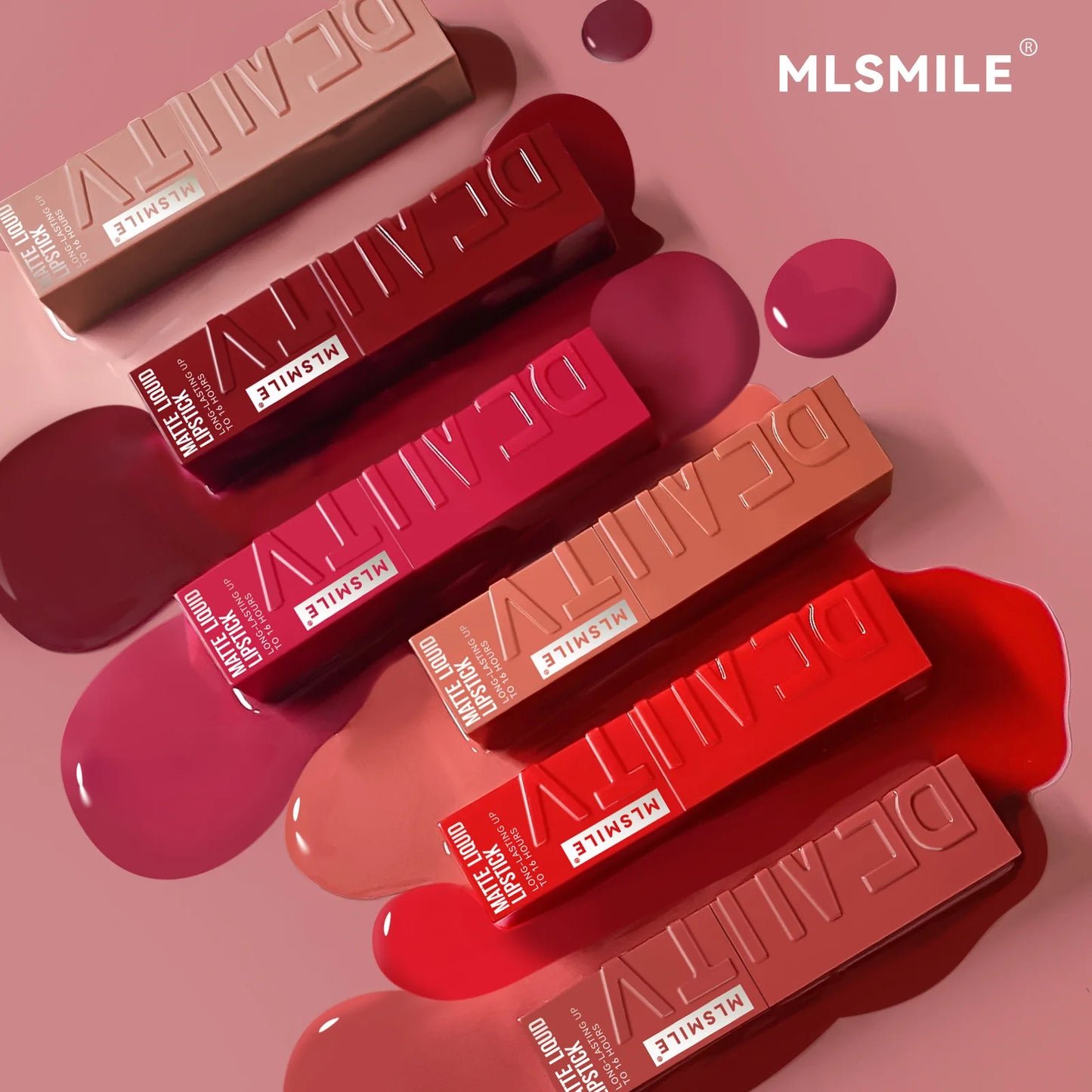 ملمع شفاه مخملي ساتان من MLSMILE - كوب غير لاصق بستة ألوان، لمسة نهائية غير لامعة مقاومة للماء