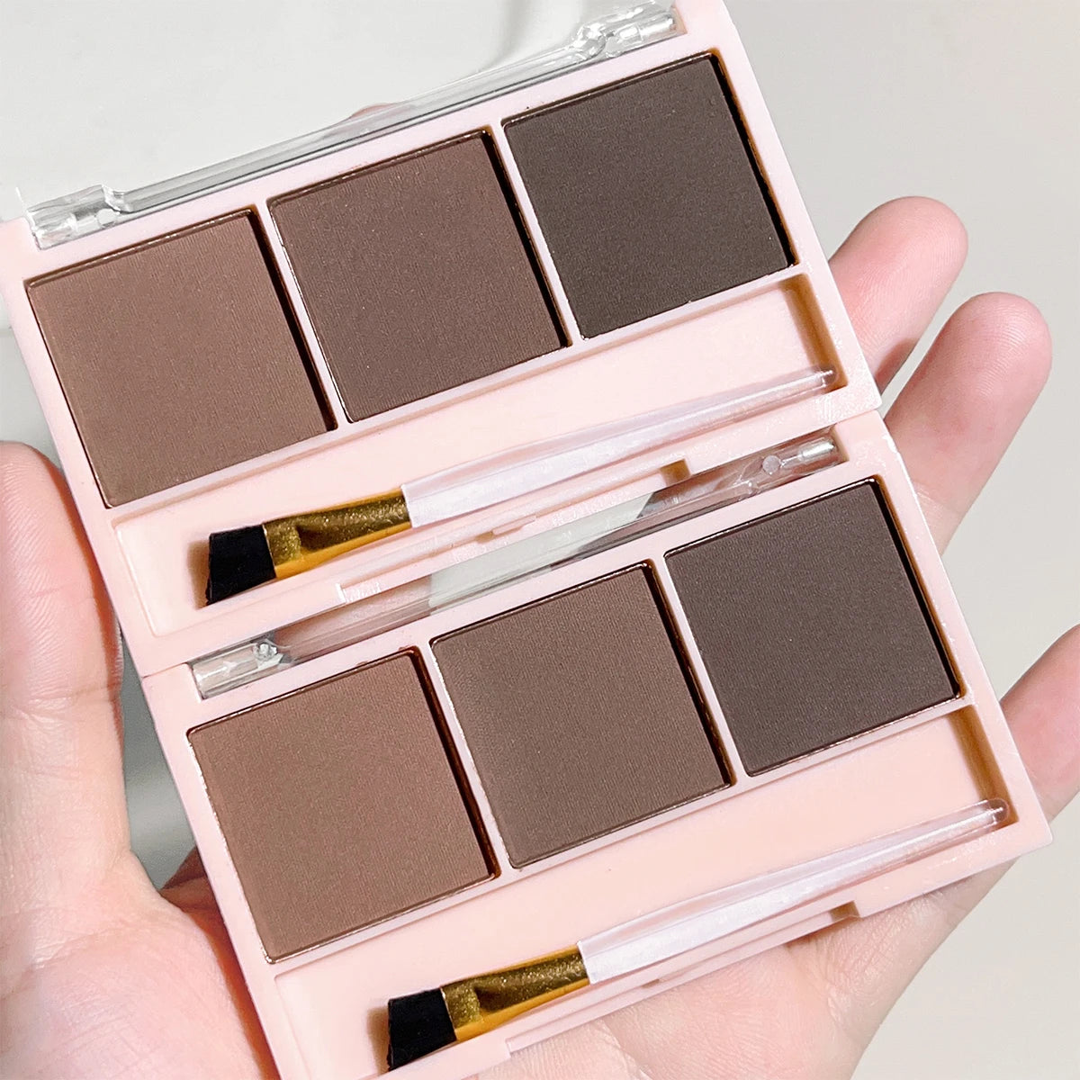LuxuryGlow 3-Color Brow Powder Set with Brush — Long-Lasting, Natural, Easy-to-Wear Eyebrow Kit