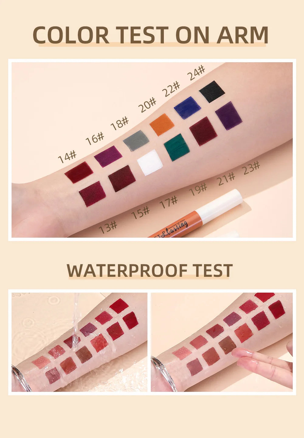 Labial líquido mate QiBest: duradero, resistente a las manchas y con acabado aterciopelado.