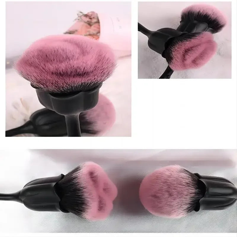 RUZOFO Black Rose Shaped Loose Powder Makeup Brush – Soft Face & Nail Dust Tool