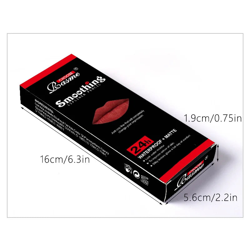 CHOOSE RASME - Set de 12 labiales mate de larga duración con delineador de labios - Caja de regalo para mujer