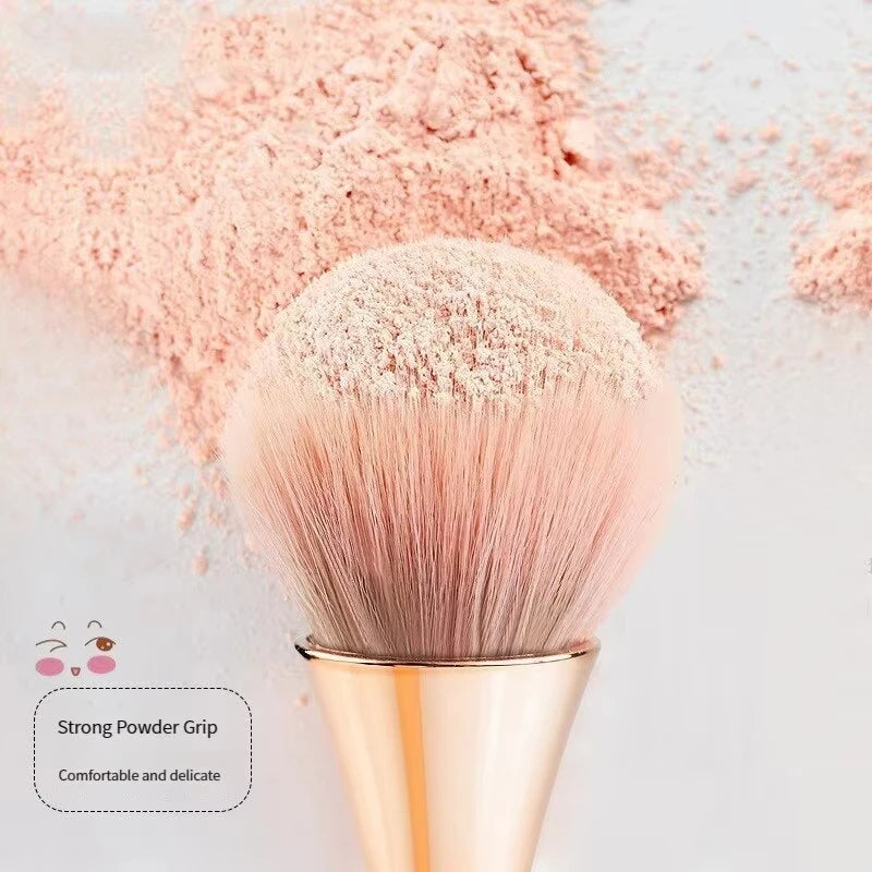 WRDEW Rose Gold Fan Makeup Brush – Soft Blush, Highlight & Powder Brush