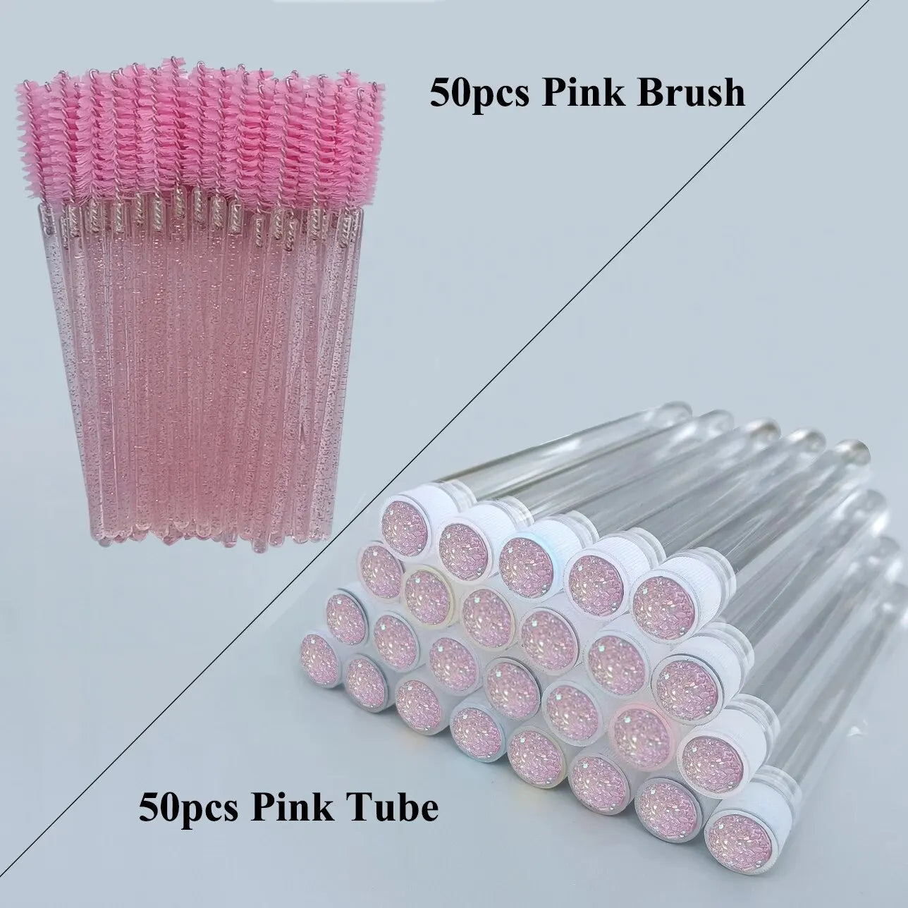 FOEONCO 50Pcs Reusable Diamond Eyebrow & Eyelash Brushes with Replaceable Heads