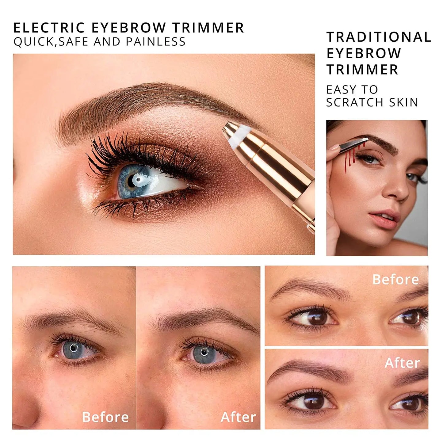 ماكينة تشذيب الحواجب وإزالة شعر الوجه للنساء من LuxuryGlow قابلة لإعادة الشحن وبدون ألم
