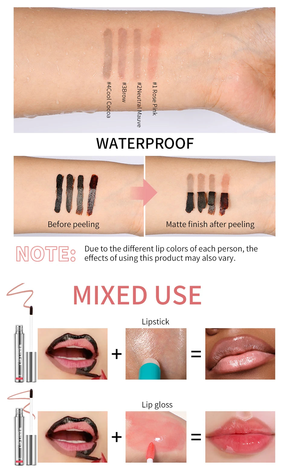 Delineador de labios Peel-Off Tattoo de ibcccndc: tinte mate resistente al agua y de larga duración