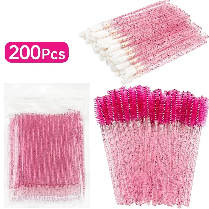 RUZOFO 200pcs Disposable Lash Brushes & Applicators Kit – Spoolies, Lip Wands, Micro Swabs
