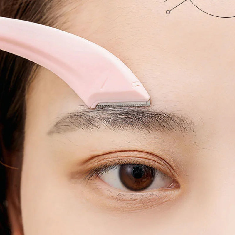 Set de cuchilla profesional para cejas y afeitadora facial LuxuryGlow para mujer: incluye peine y tijeras para cejas (acero inoxidable)