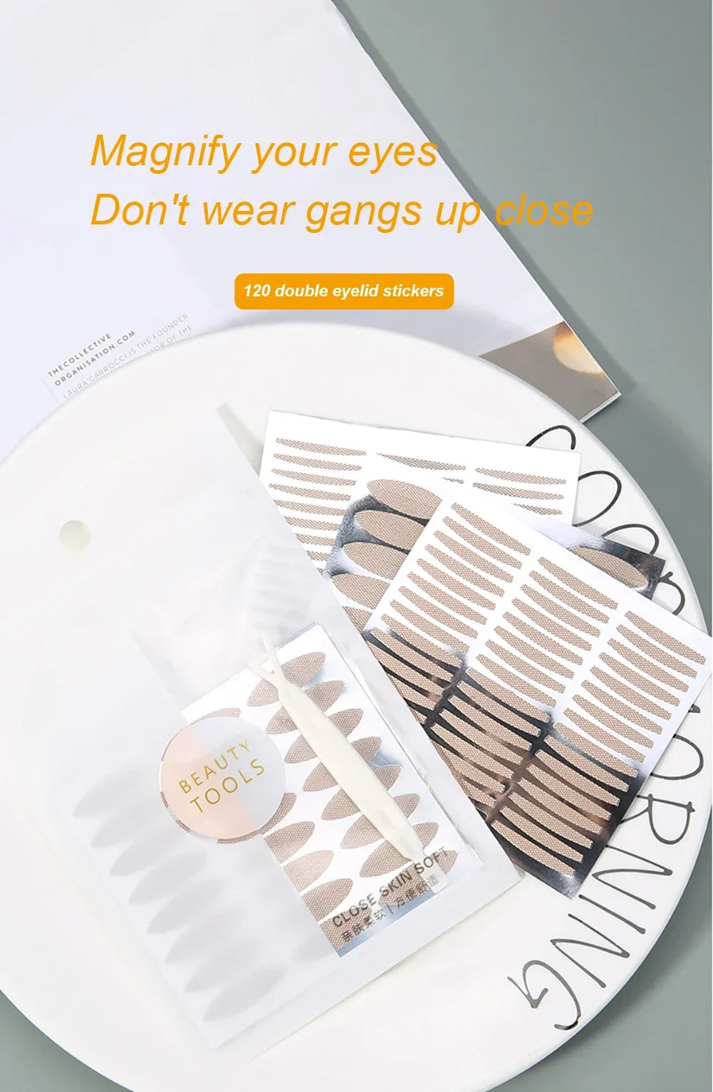 شرائط لاصقة جفن مزدوجة غير مرئية من LuxuryGlow - ملصقات طبيعية لرفع العين (شفاف/بيج)