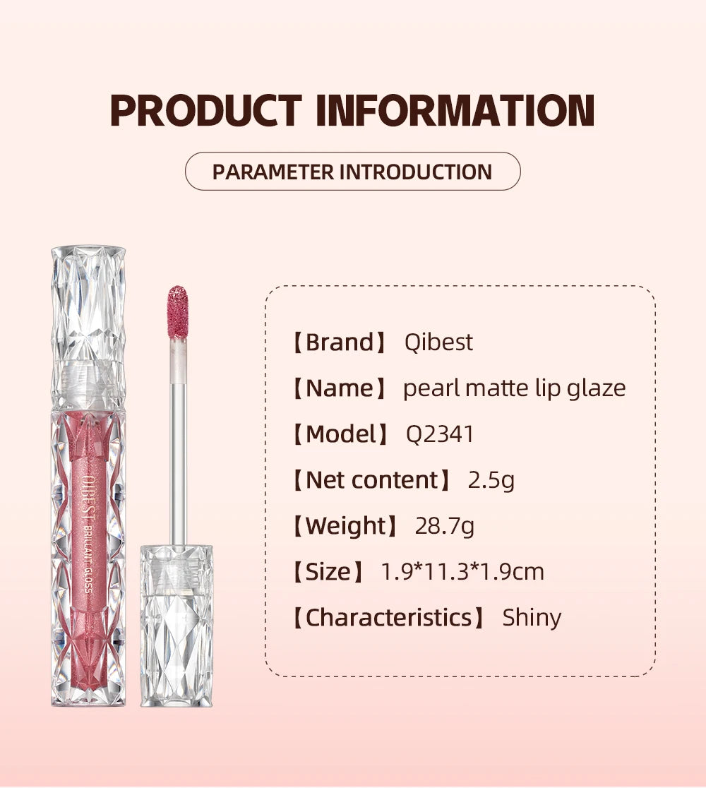 QIBEST Diamond Glitter Lip Gloss – Waterproof, Long-Lasting, Shiny Lip Tint