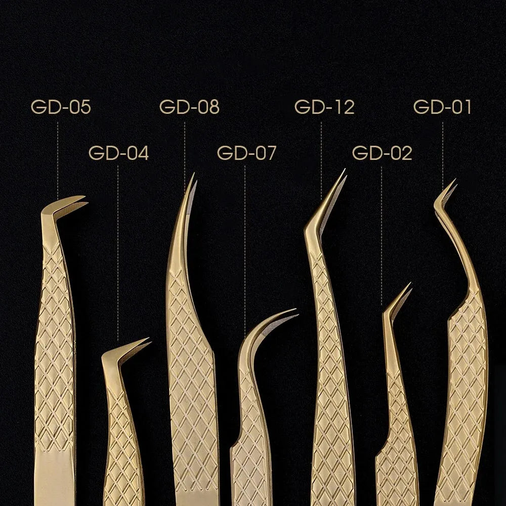 GEMERRY Fiber Tip Eyelash Extension Tweezer – High Precision Golden Tool