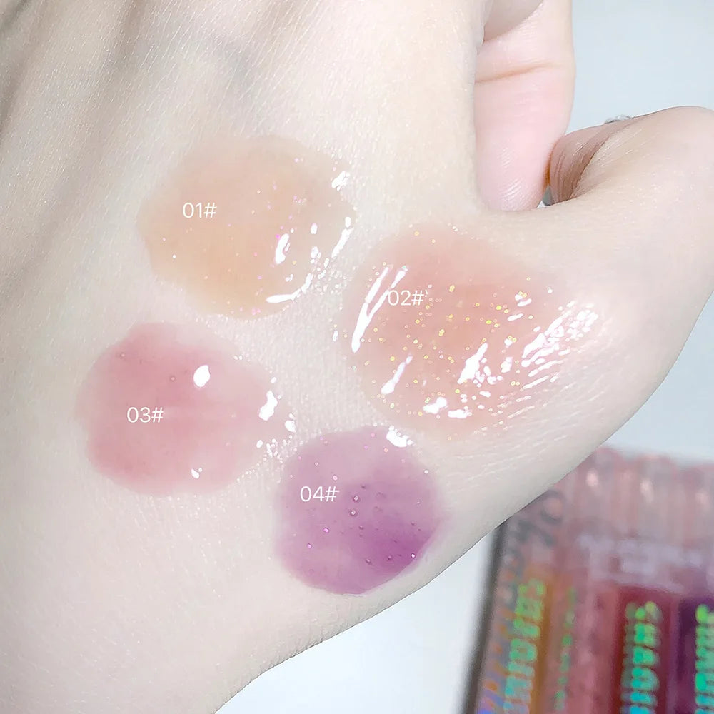 Brillo labial SHAQINUO Mirror Jelly (4 unidades) | Hidratante, brillante y duradero